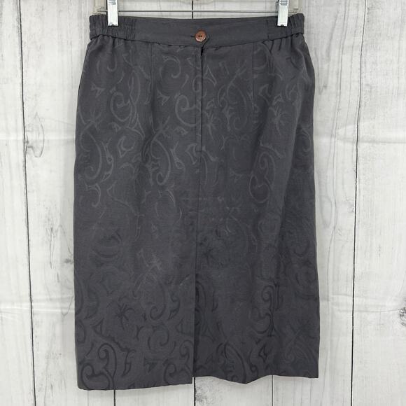 Exec Collection US 10 VINTAGE Y2K Gray Purple Jacquard Blazer Skirt Suit Set - Picture 8 of 13